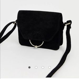 ASOS DESIGN SUEDE ring ball cross body bag